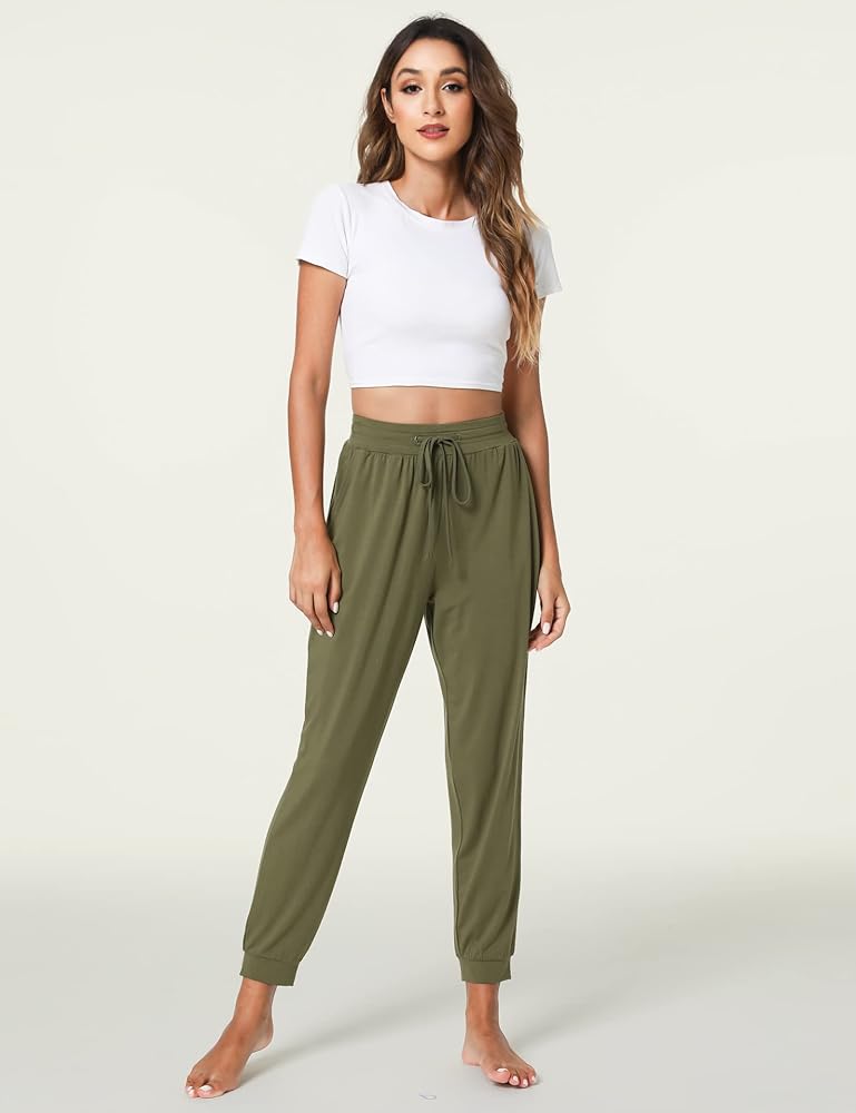 LazyCozy Bamboo Viscose Jogger Pajama Pants for Women Soft